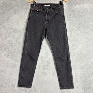 Levis Wedgie Straight Jeans Womens 26 Washed Black High Rise Denim‎ 22861-0031